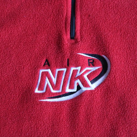 Oversized 90s Vintage Air NIKE Red Fleece Quarter Zip Sweater - Picture 2 of 5